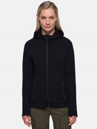 Schwarze Kapuzenjacke Damen aus Interlock-Fleece – ideal für Beruf, Service & Teamwear